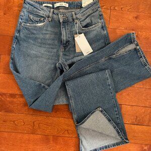 Mango Elle split hem flare jean in light blue